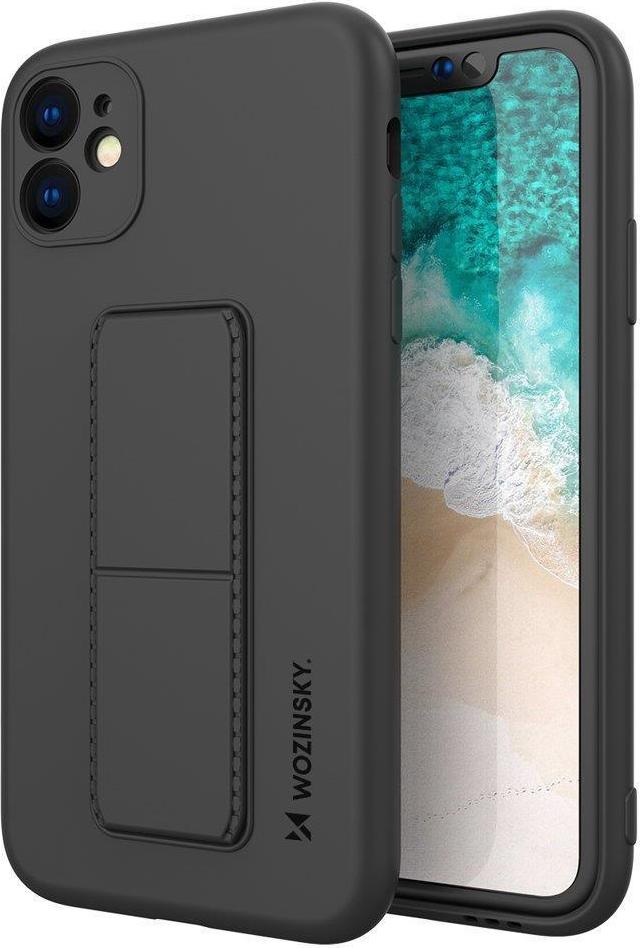 Silikonové pouzdro Wozinsky Kickstand Case pro iPhone 12 Pro se stojánkem, černé