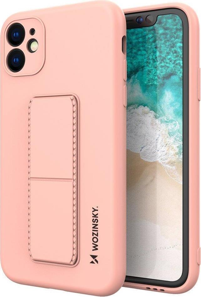 Silikonové pouzdro Wozinsky Kickstand Case pro iPhone 12 Pro růžové se stojánkem