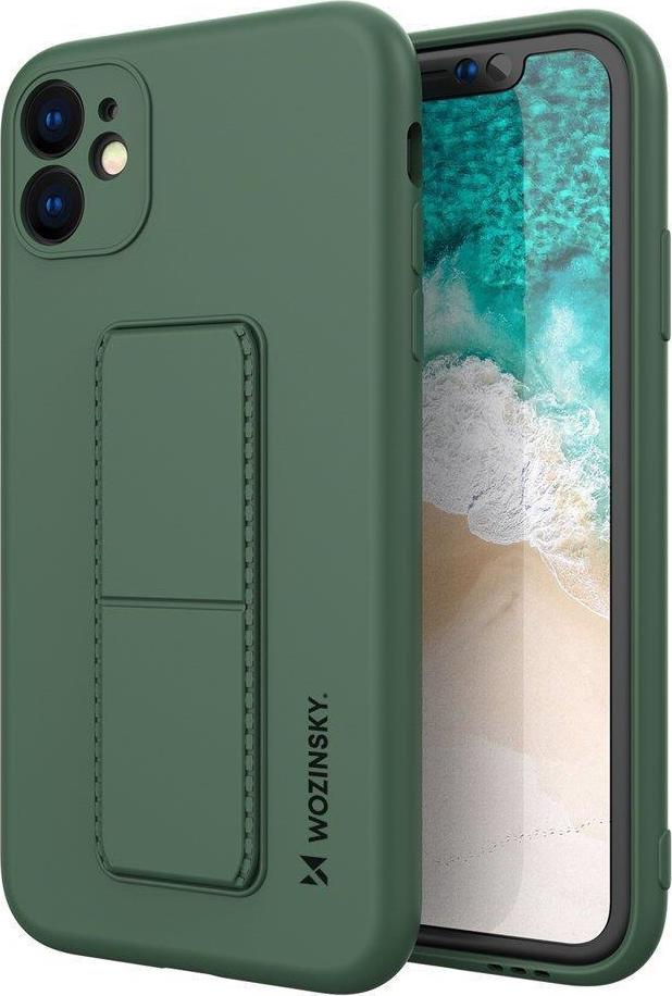 Silikonové pouzdro Wozinsky Kickstand Case se stojánkem pro iPhone 12 Pro Max tmavě zelené