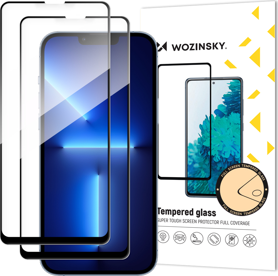 Wozinsky sada 2x super silného tvrzeného skla Full Glue na celou obrazovku s rámem Case Friendly pro iPhone 14 Pro Max / 13 Pro Max, černá