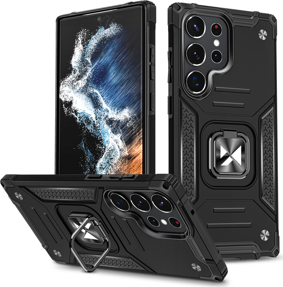 Wozinsky Ring Armor case for Samsung Galaxy S23 Ultra armored cover magnetic holder ring black