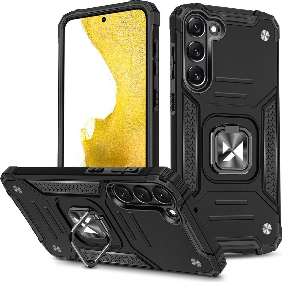 Pouzdro Wozinsky Ring Armor pro Samsung Galaxy S23, magnetický držák a kroužek, černé