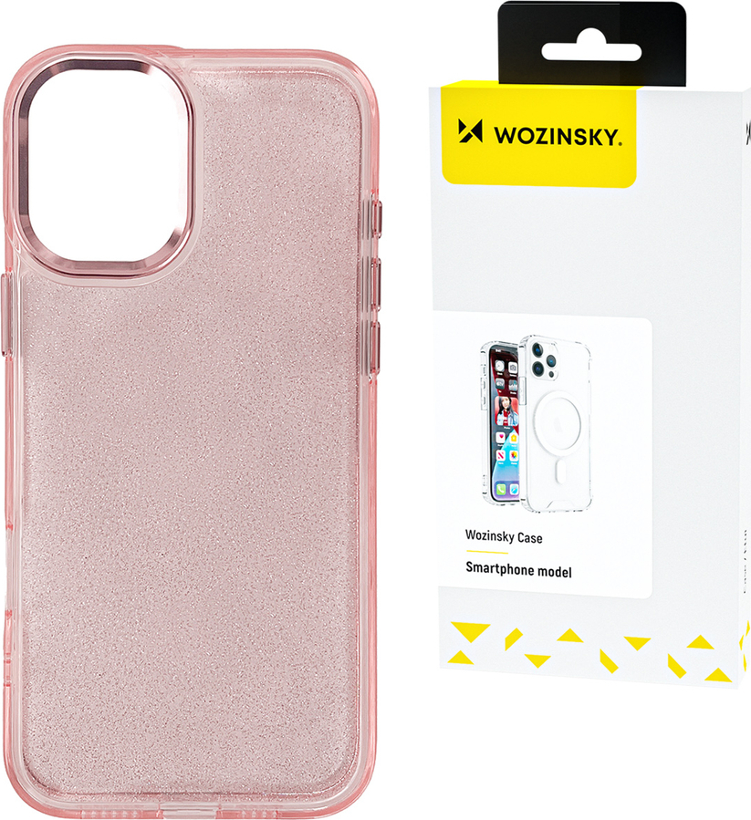 Pouzdro Wozinsky Glitter pro Samsung Galaxy S24 FE - růžové s třpytkami