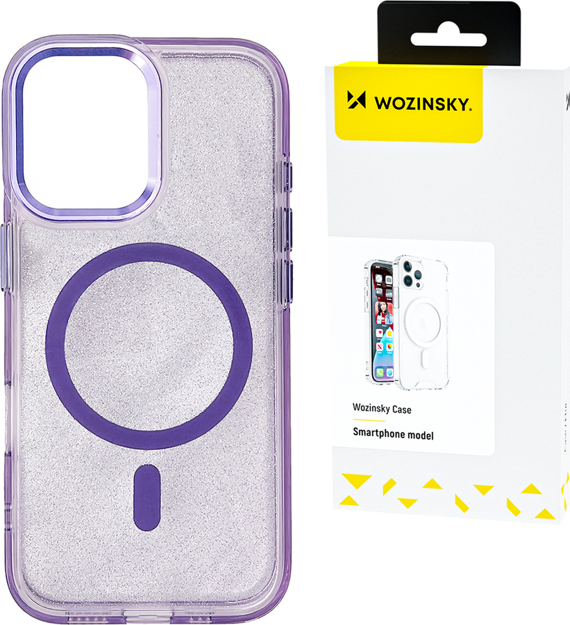 Wozinsky Glitter Case MagSafe pro Samsung Galaxy S24 FE - fialový s třpytkami