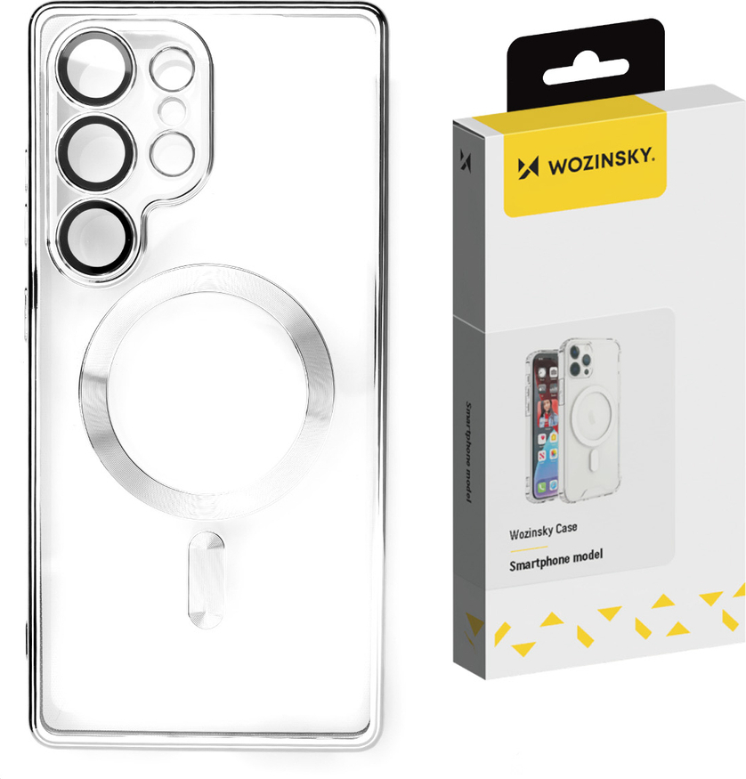 Pouzdro Wozinsky Electroplated s Magsafe pro Samsung Galaxy S25+ - stříbrné