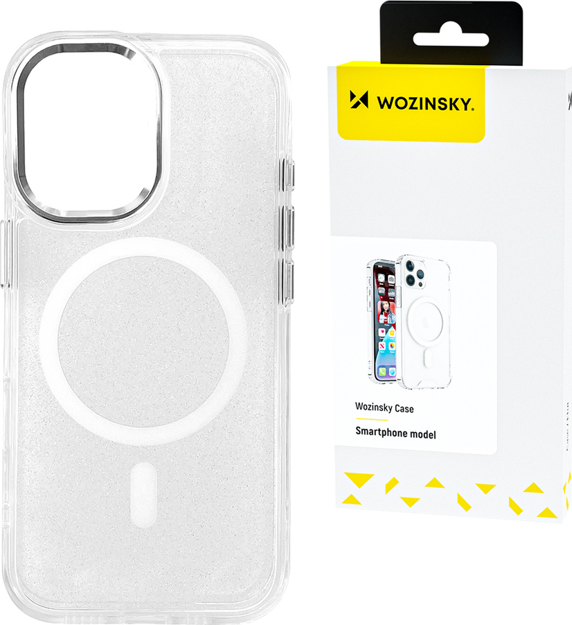 Pouzdro Wozinsky Glitter s Mag Safe pro Samsung Galaxy S25 - čiré s třpytkami