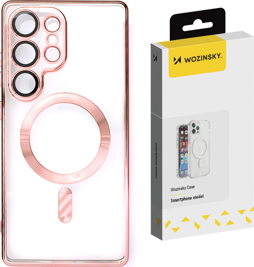 Pouzdro Wozinsky Galvanicky potažené s Magsafe pro Samsung Galaxy S25 - růžové
