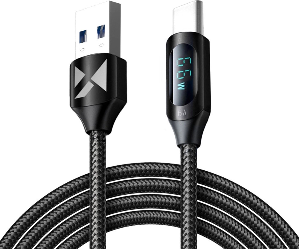 Wozinsky WUACC2 USB A - USB C kabel s displejem 66W 6A 2m - černý