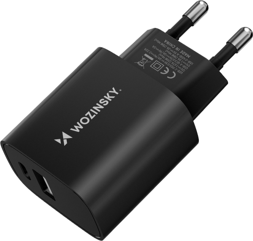 Wozinsky WGWCB USB-A USB-C 20W nabíječka do zásuvky - černá