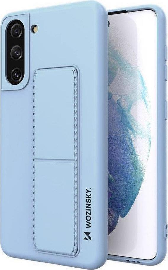 Silikonový kryt Wozinsky Kickstand pro Samsung Galaxy S21 + 5G světle modrý