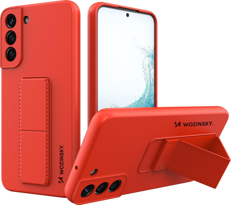 Silikonový kryt Wozinsky Kickstand Case pro Samsung Galaxy S22+ červený