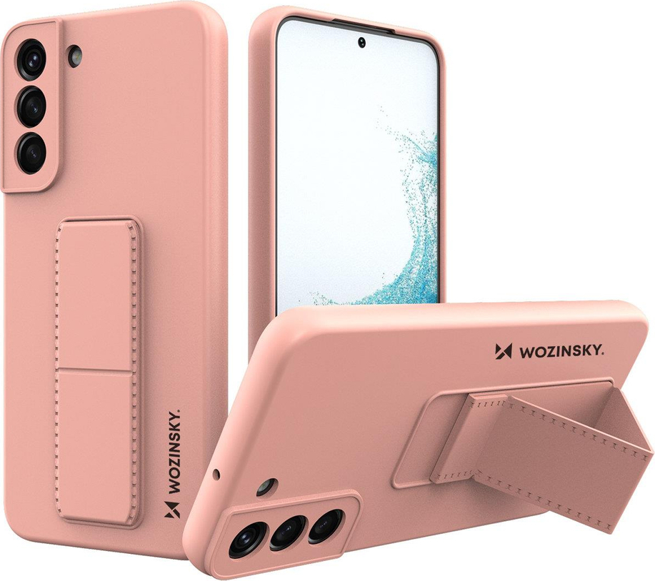 Silikonový kryt Wozinsky Kickstand pro Samsung Galaxy S22+ růžový
