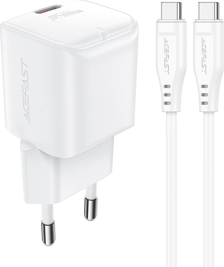 Nabíječka Acefast A73 Mini PD 20W GaN + USB-C kabel - bílá