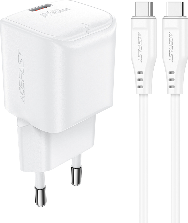 Nabíječka Acefast A77 Mini PD 30W GaN + USB-C kabel - bílá