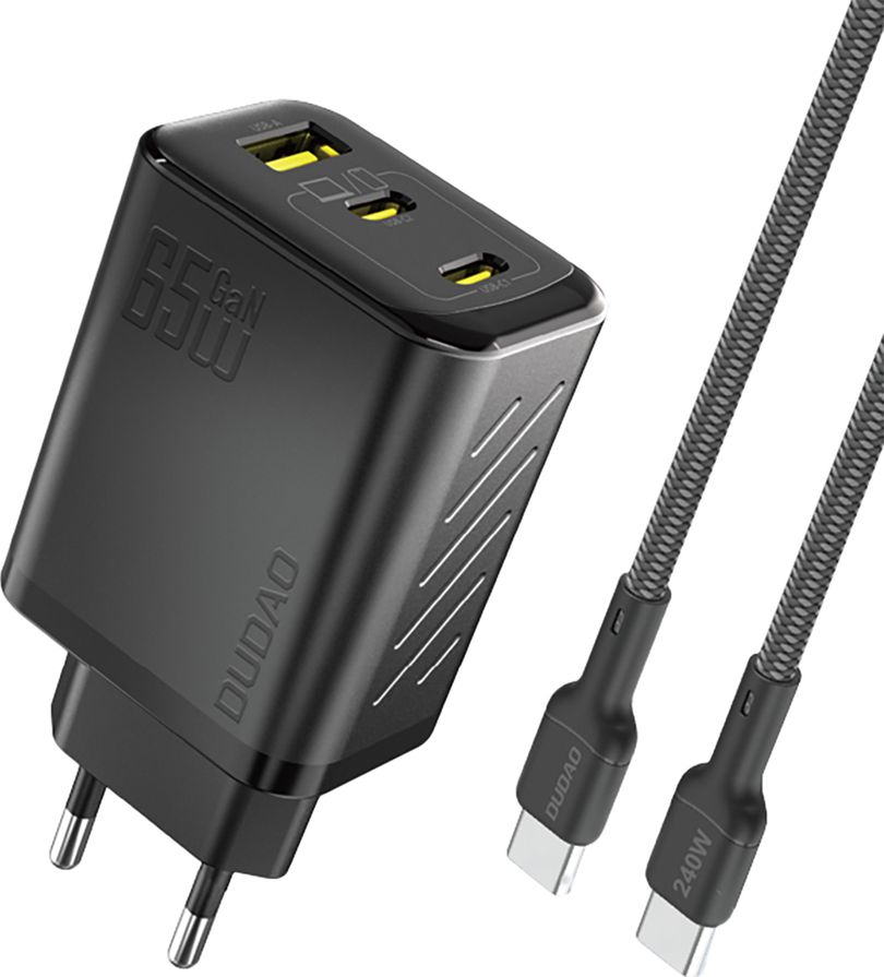 Dudao A29C 65W GaN nabíječka do zásuvky + USB-C kabel - černá