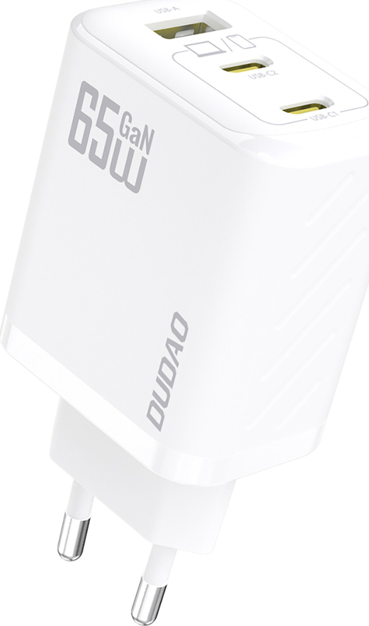 Dudao A29 65W GaN nabíječka do zásuvky 2 x USB-C + 1 x USB-A - bílá