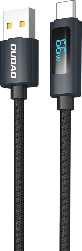 Kabel Dudao L7T USB-A - USB-C 66W s LED displejem 1m - černý