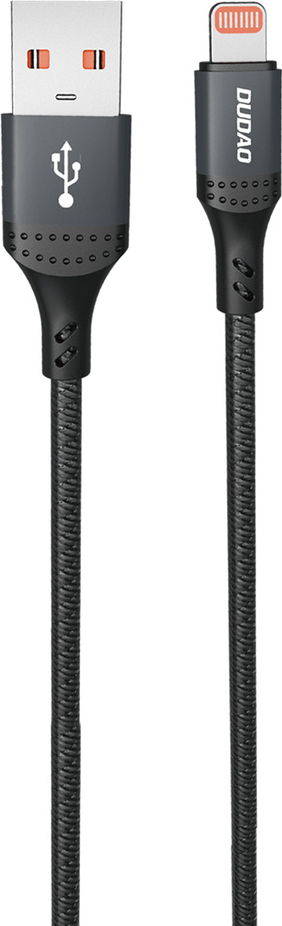 Dudao 3A 30W L3SL USB-A - Lightning kabel opletený 1,2 m - černý