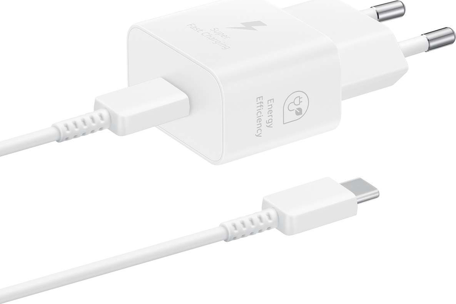 Nabíječka Samsung EP-T2510XWEGEU 25W SFC GaN s kabelem USB-C - bílá