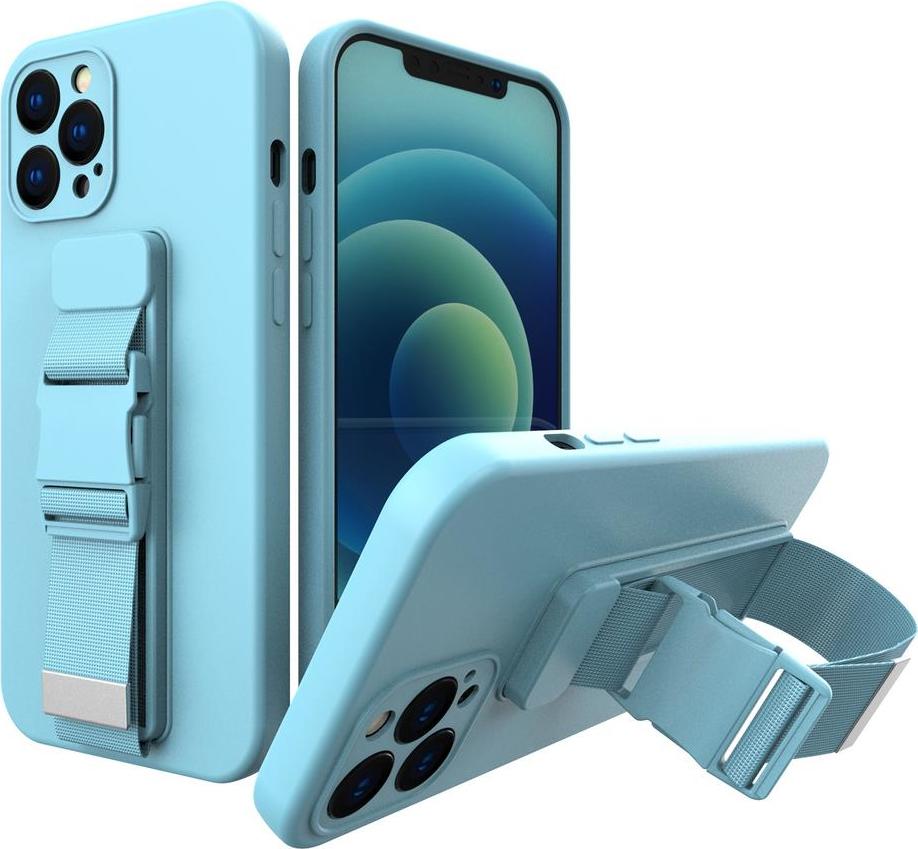 Gelové pouzdro s řetízkem, šňůrkou na krk, šňůrka na iPhone 11 Pro Max modré