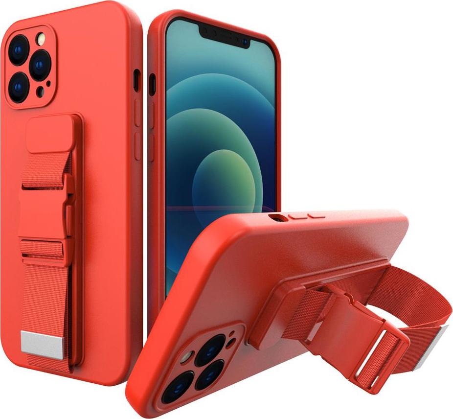 Gelové pouzdro s řetízkem, šňůrkou na krk, šňůrka na krk pro iPhone XS / iPhone X, červené