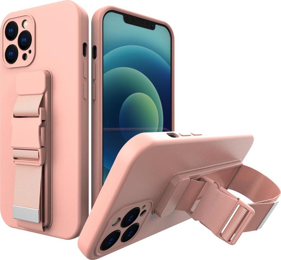 Gelové pouzdro s řetízkem, šňůrkou na krk, taška, šňůrka na krk pro iPhone 8 Plus / iPhone 7 Plus růžové