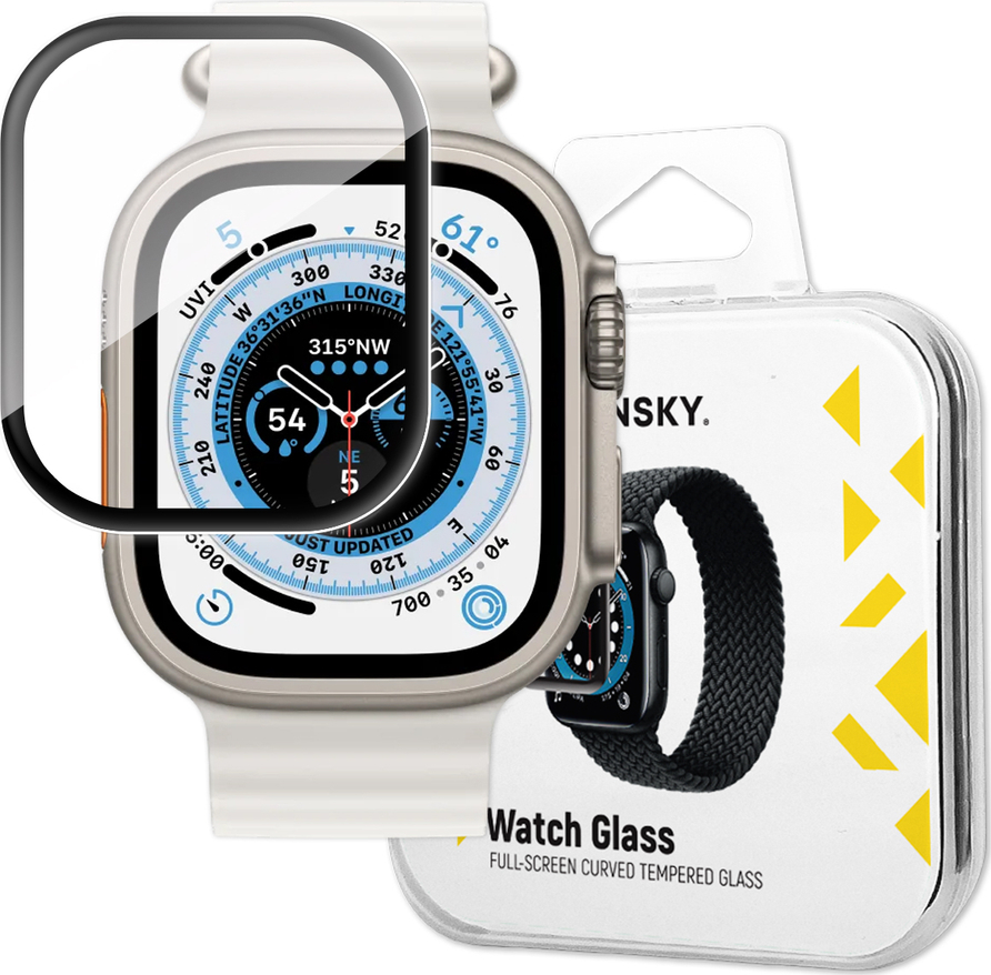 Tvrzené sklo Wozinsky Full Glue Tempered Glass pro Apple Watch 49mm 9H s celoplošnou úpravou a černým rámečkem