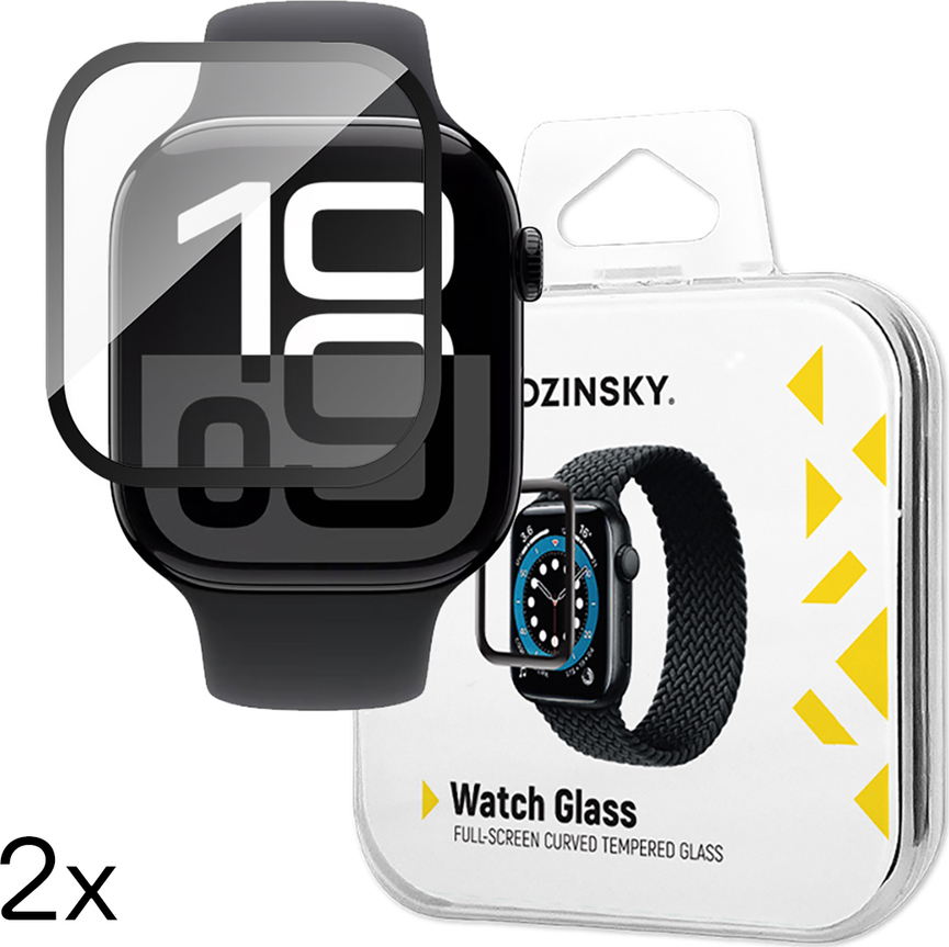 Tvrzené sklo Wozinsky Full Glue s černým rámem pro Apple Watch 42mm (2 ks)