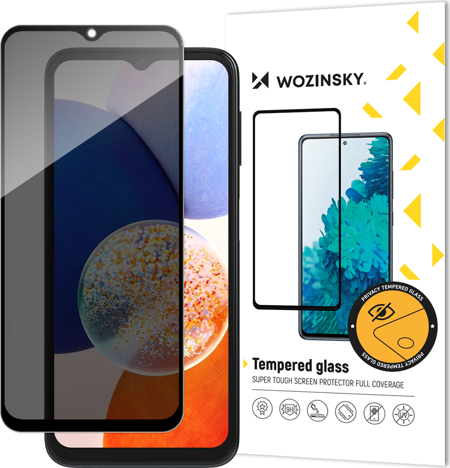 Tvrzené sklo Wozinsky Privacy Glass pro Samsung Galaxy A14 5G / Galaxy A14 s filtrem ochrany osobních údajů Anti Spy