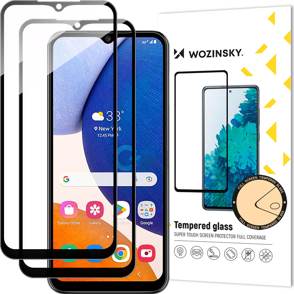 Tvrzené sklo Wozinsky 2x Full Glue pro Samsung Galaxy A14 5G / A14 9H s černým rámečkem