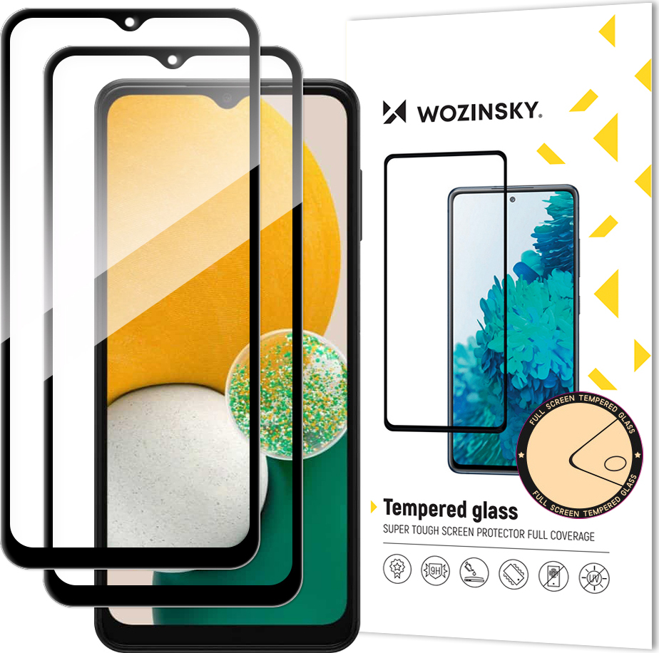 Wozinsky Sada 2x super silných tvrzených skel s plným lepidlem na celou obrazovku s rámečkem pro Samsung Galaxy A13 5G / A23 / A23 5G, černá