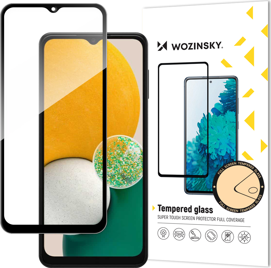 Tvrzené sklo Wozinsky Super Tough Full Glue na celou obrazovku s rámečkem, vhodné pro Samsung Galaxy A13 / A23 / A23 5G / M13, černé