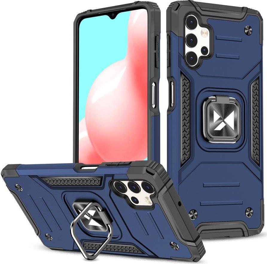 Odolný hybridní kryt Wozinsky Ring Armor + magnetický držák pro Samsung Galaxy A23 modrý