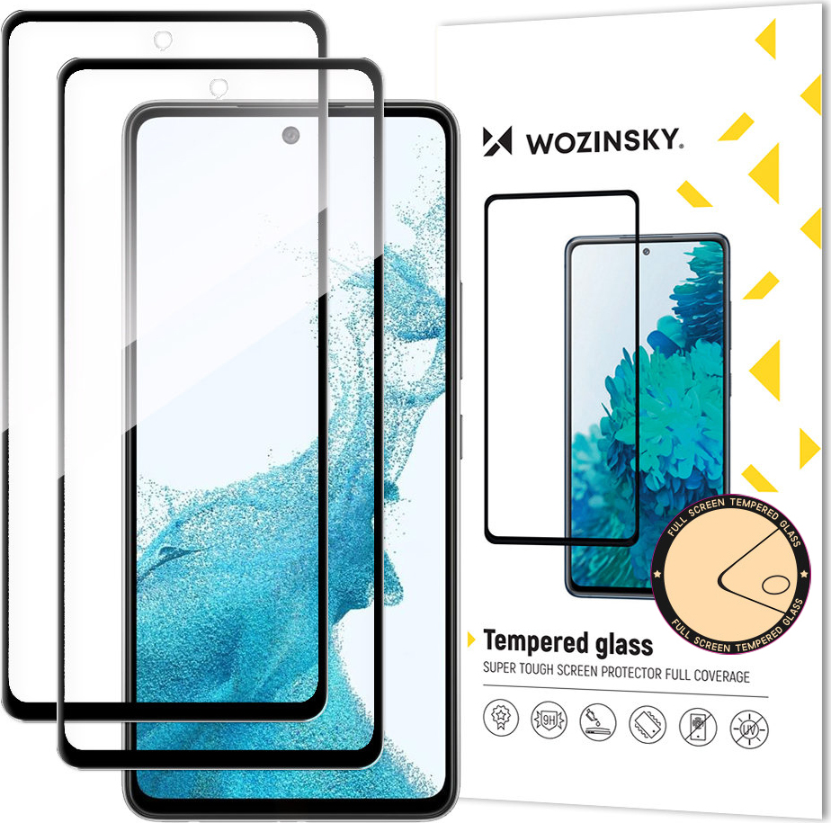 Wozinsky 2x sada super odolných tvrzených skel s plným lepidlem na celou obrazovku s rámečkem, vhodné pro Samsung Galaxy A53 5G, černá