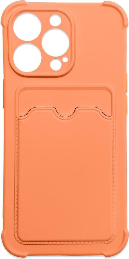 Silikonové pouzdro Card Armor pro iPhone 13 Pro, peněženka s kartou, airbag Armor, oranžové