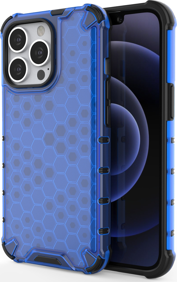 Kryt Honeycomb s TPU Bumperem pro iPhone 13 Pro modrý