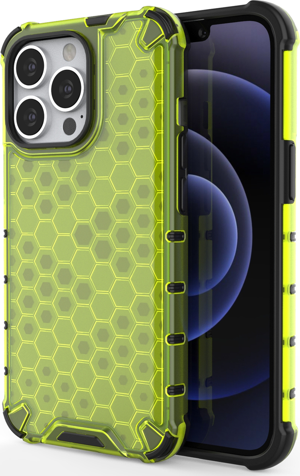 Kryt Honeycomb s TPU Bumperem pro iPhone 13 Pro zelený