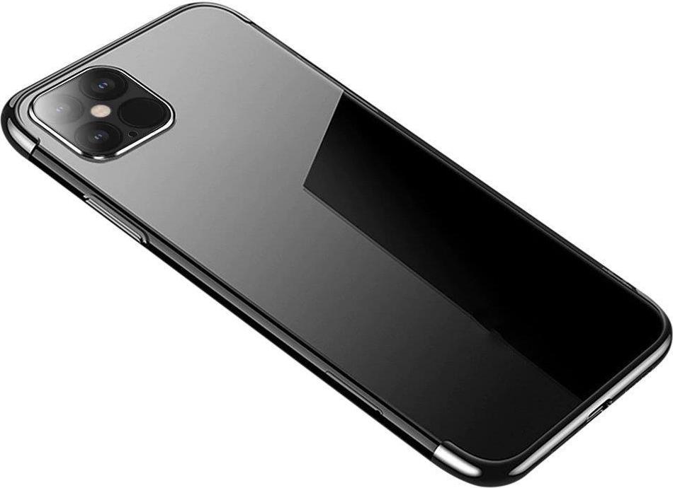 Průhledný barevný gelový kryt TPU s galvanickým pokovováním pro iPhone 13 Pro, černý