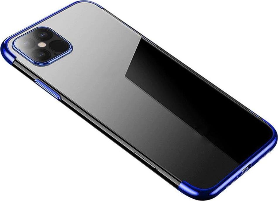 Průhledný barevný gelový kryt TPU s galvanickým pokovováním pro iPhone 13 Pro modrý