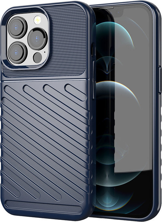 Pouzdro Thunder Case Flexible Tough Rugby Cover TPU pro iPhone 13 Pro modré