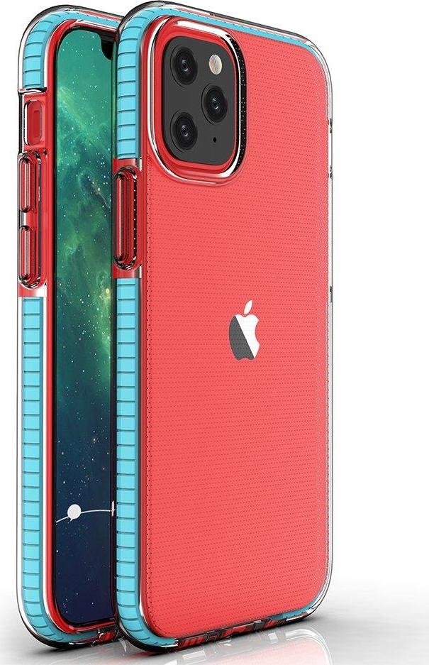 Průhledný ochranný kryt Spring Case TPU s barevným rámečkem pro iPhone 13 Pro světle modrý
