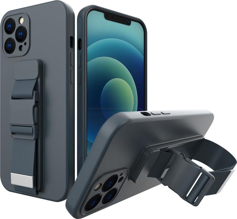 Gelové pouzdro s řetízkem, šňůrkou na krk, šňůrka na iPhone 13 Pro Max, tmavě modrá