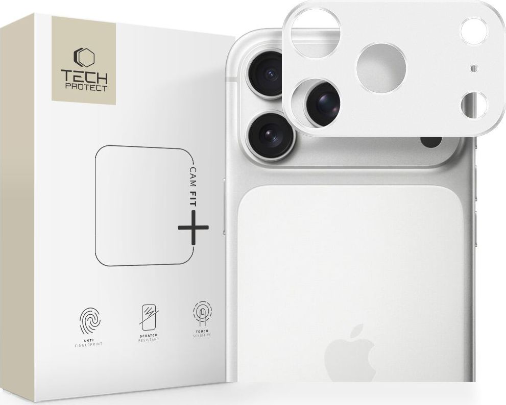 Ochranné sklo pro iPhone 17 Pro Max, stříbrný, s technologií Tech-Protect Camalloy Fit+
