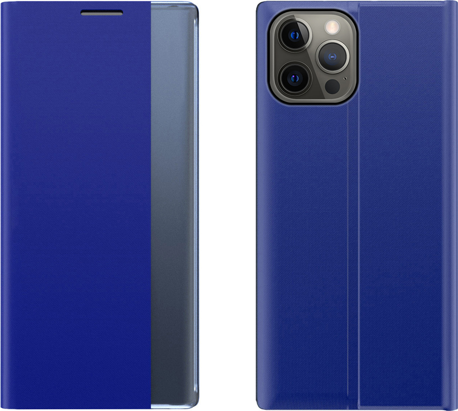 Kryt Sleep Case Bookcase s chytrým okénkem pro iPhone 13 Pro modrý