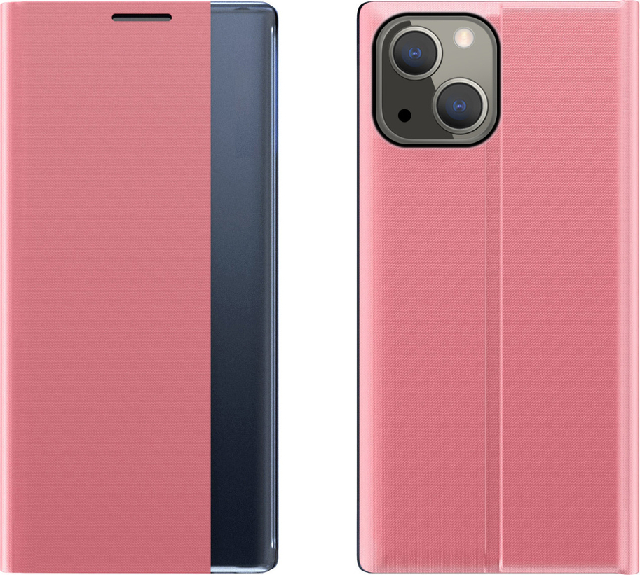 Sleep Case Bookcase Type Case with Smart Window for iPhone 13 mini pink