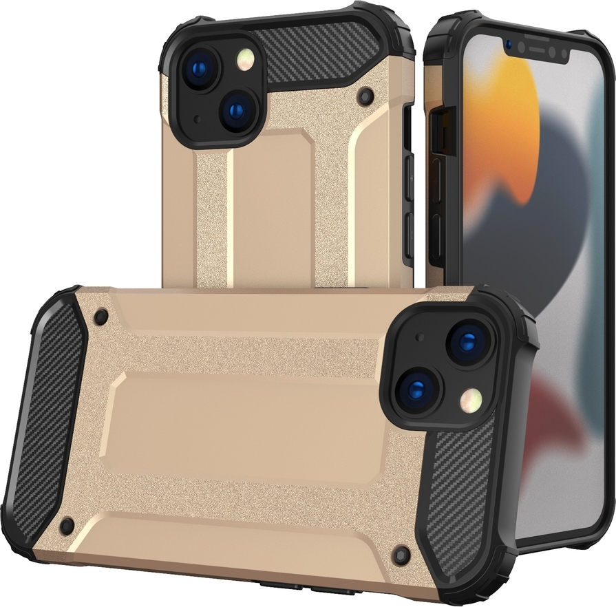 Hybrid Armor Case Tough Rugby Cover pro iPhone 13 mini zlatý