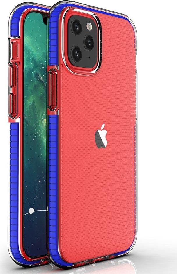 Průhledný ochranný kryt Spring Case z TPU gelu s barevným rámečkem pro iPhone 13 mini tmavě modrý