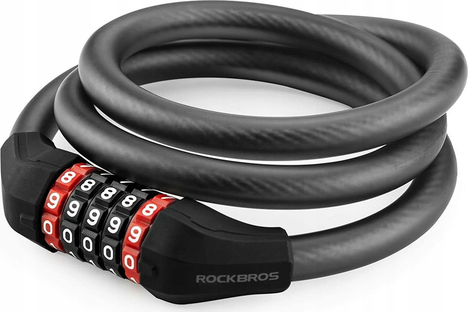 Zámek na kolo Rockbros RKS507-1BK s kombinací 1,8 m - černý
