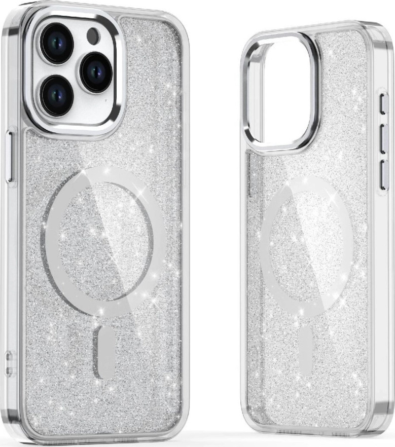 Třpytivý kryt s MagSafe pro Samsung Galaxy S25 Edge - bílý