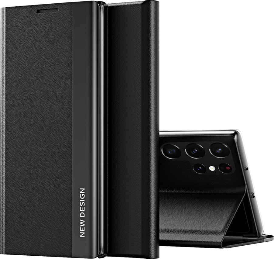 Pouzdro Sleep Case Pro pro Samsung Galaxy S25 Ultra s výklopným krytem a stojánkem - černé